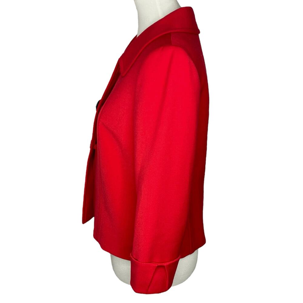 Tahari ASL Cropped Blazer Red Button Snaps Sz 6 Jacket Valentines Day Pop of Red - Picture 7 of 15